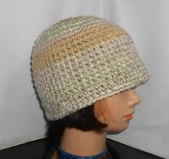 お値下げ品・ハンドメイド細編＊男性女性可能・段模様クラッシャー・バケットハット