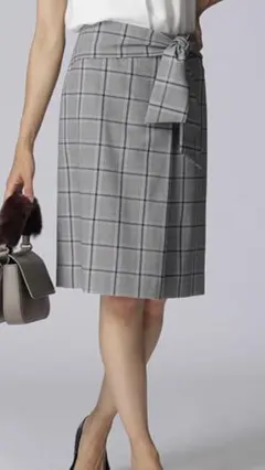 アンタイトル グレンチェック スカート グレー ボルドー ２