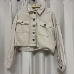 コーデュロイ クロップドジャケット ベージュ