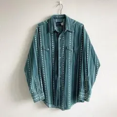 80s ヴィンテージ　Wrangler ウエスタンシャツ ネイティブ柄ストライプ