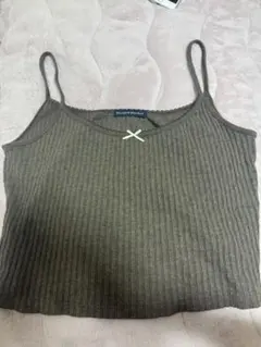 brandy melville リブ編みキャミソール グレー