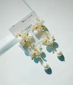フラワー ピアス イヤリング パール ブライダル 花びら ハンドメイド