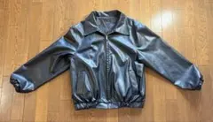 ブラック ボンバージャケット 合成皮革