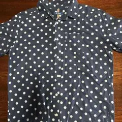 Navy. 半袖シャツ ドット柄 L 사이즈
