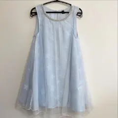 美品　水色ノースリーブワンピース　発表会　サイズ140