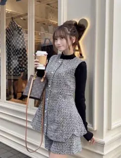 2025年最新】フリージアツイードベスト×ショートパンツセットアップの