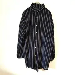 bcp シャツ 長袖シャツ ネイビー ストライプ