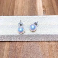 【新品百貨店商品総本店】2105Aオーロラ天女級ブルーピンクPTアコヤ真珠ピアス