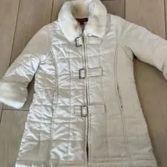 ホワイト中綿コート ファー襟付き