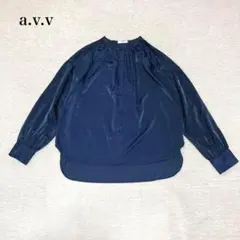 アーヴェヴェ　サテンギャザーカフスブラウス(XS)洗える　エレガント　オフィスのサムネイル