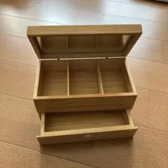 IKEA木製小物収納ボックス 3仕切り　鏡付き