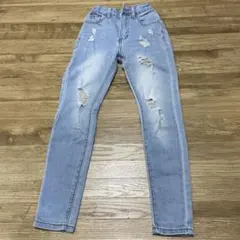 【均一セール】SHEIN ダメージ加工 ライトブルージーンズ 9Y