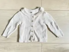ベビー キッズ 襟付き リブニットカーディガン オフホワイト 74cm
