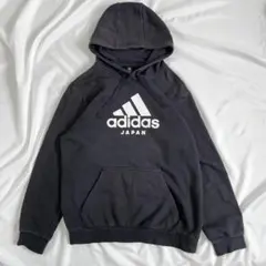 adidas JAPAN ビッグロゴ パーカー 黒 身幅広め Y2K ストリート