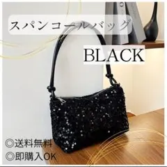 【ブラック】スパンコール バッグ 黒 結婚式 パーティー 2way 肩掛け