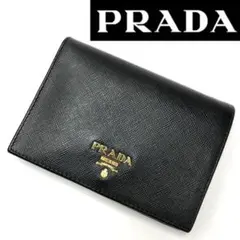 (C011916)PRADA サフィアーノ 二つ折り財布 ブラック プラダ