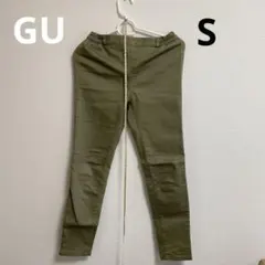 GUオリーブ色 ゴムウエスト チノパンS