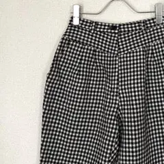 R-CORN スラックス チェック柄 毛100% ハイウエスト 裏地付き