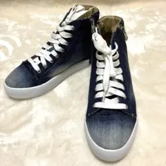 DIESEL ハイカットスニーカー デニム 25.0cm ネイビー