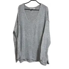 *【エルオージージー】グレー Vネック ニット M 長袖 セーター 秋冬