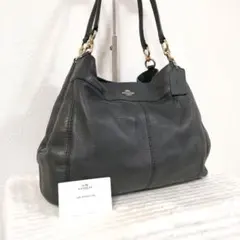 コーチ ハンドバッグ ペプルド レザー 大容量 黒 ゴールド金具 レクシー