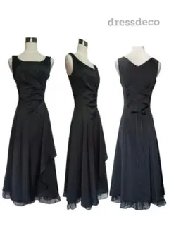 ♢美品♢dressdeco/黒ドレープワンピース/パーティー/結婚式ドレス