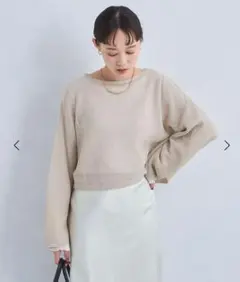 グリーンレーベルリラクシングメッシュ クロップド 2WAY プルオーバー ニット