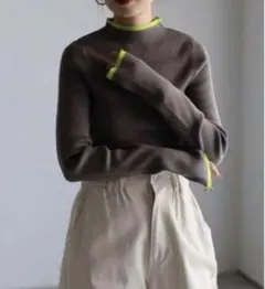 BONJOUR SAGAN 配色デザインリブニット　グレー