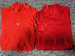 ２枚組Mizuno ＆ZETTレッド 長袖 アンダーシャツ　ジュニアSサイズ