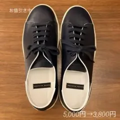 メンズレザースニーカー　ネイビー41(26cm)