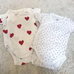 PETIT BATEAU ハート 半袖ラップ　2枚セット