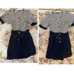 バーバリー　ブルーレーベル　ストライプ柄 半袖ワンピース ショートパンツ　2点