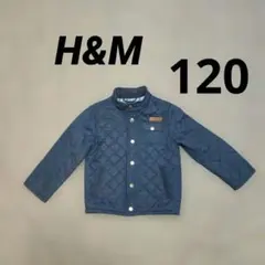 H&M キッズ キルティングジャケット 120cm ネイビー チェック 柄裏地