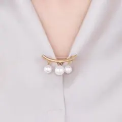 上品パールが華やかさを演出 パールブローチ(ストールピン)ゴールド1点