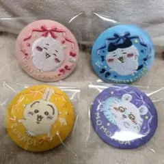 ちいかわ ハチワレ　うさぎ　モモンガ 刺繍缶バッジビスケット2 リボン