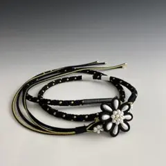 新品未使用品　振袖正絹帯締めパーツ付き 黒/ゴールド