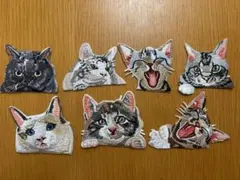 猫の刺繍ワッペン7個セット アイロン圧着