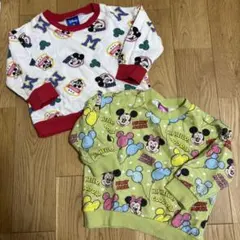 ミッキーマウス トレーナー 90センチ　カラフル　グリーン　２枚セット