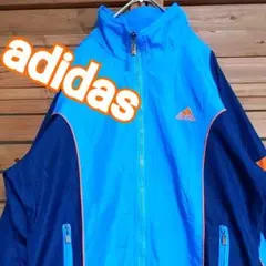 『刺繍』adidasジャージ　90sレディースジャージ　人気配色水色✕オレンジ