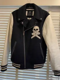 ビームス　スタジャン　スカル　Sサイズ　スタジアムジャンパー　ライダース