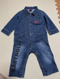 ベビードール　BABY DOLL 濃い　デニム　つなぎ　90cm 新品未使用品のサムネイル