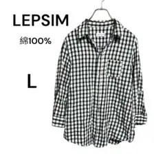 レプシム　 綿100% ギンガムチェックシャツ L 九分袖　半袖切り替え　春秋