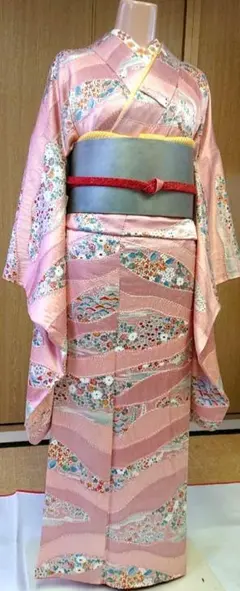 極美品4点セット】正絹 一つ紋 色無地 高級袋帯 帯締め 帯揚げ お茶会 