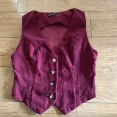 SHEIN バーガンディ リブベスト XS
