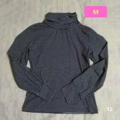 セール中　ストライプ タートルネック 長袖トップス　M