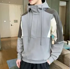メンズ 長袖パーカー スウェット メンズファッション 配色切り替えD