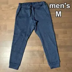 メンズ　スウェット　裏起毛　防寒　スポーツ　ジム　ジョガーパンツ　紺　M