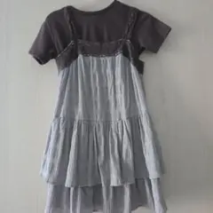 ドッキングワンピース グレー ギンガムチェック
