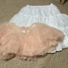 フリル付きパニエ ピンク ホワイト 2点セット