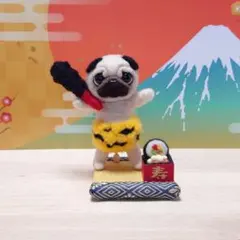 ❤️羊毛フェルト　節分パグちゃん鬼に金棒かなぁ